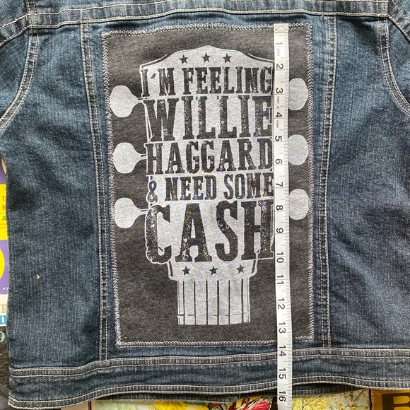 Custom Upcycled Lee Brand Denim Jacket W/ Embroidered Country Music Guitar Patch - Picture 16 of 16